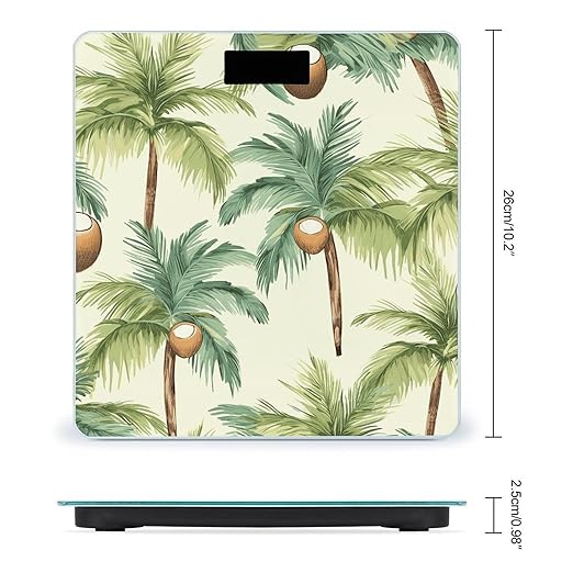 Summer Coconut Tree Scale for Body Weight Accurate Digital Bathroom Scale Toughened Glass High Precision Scales Smart Weight Scales with Large LCD Backlight Display Weighing Machine