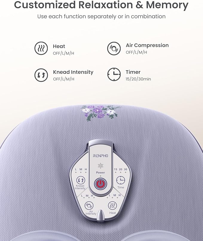 RENPHO Foot Massager Machine with Heat [2026 Upgraded] Shiatsu Foot Massager for Plantar Fasciitis Birthday Gifts for Women Men Cordless Control Best Gifts for Women/Mom/Wife Purple