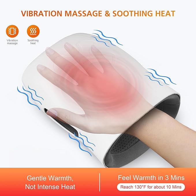 Snailax Cordless Hand Massager with Heat and Compression Vibration Hand Massager 3 Compression Intensities Rechargeable Gifts for Women Men Mom
