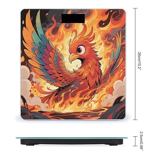 Manga Phoenix Weight Scale Large Digital Bathroom Scales with Bright LED Display Non Slip Digital Scale and Step On Fashion Weighing Machine for Body
