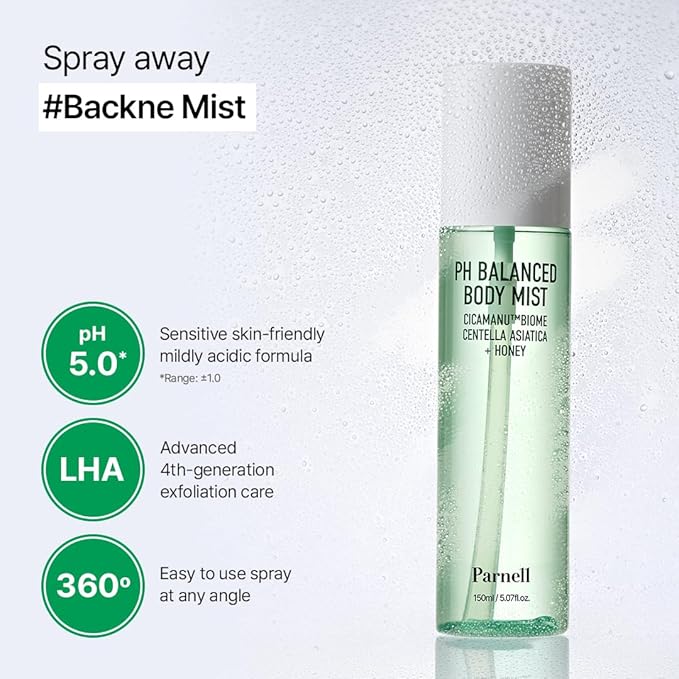 Parnell Cicamanu Body Wash and Body Mist Set for All Skin Types Acne-fighting Korean Skincare Alcohol-Free Not Tested on Animals