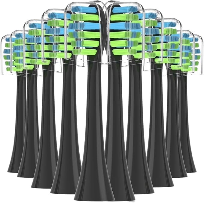 10PCS Replacement Toothbrush Heads for 7am2m AM101/AM105 Sonic Electric Vacuum Soft(10PCS Black)