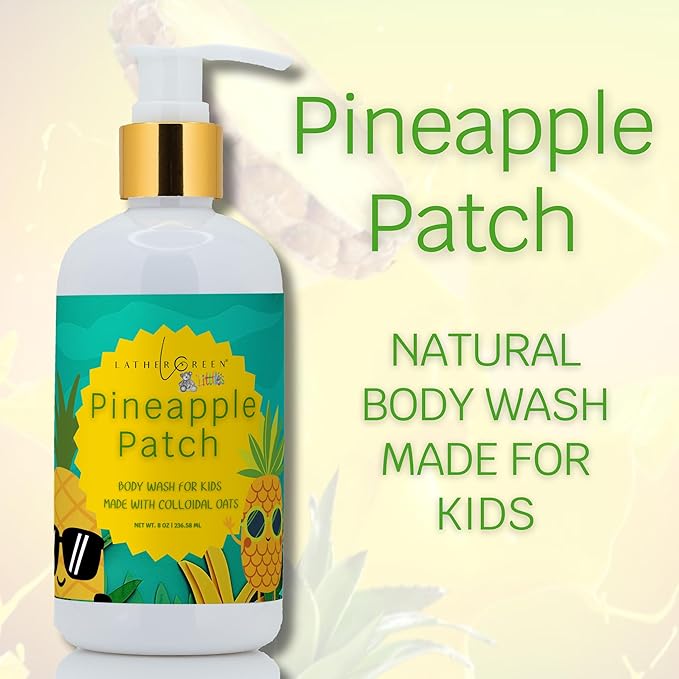 Kids Body Wash – Plant Based Gentle Moisturizer with Shea Butter – Safe for Sensitive Skin – Pineapple Patch – 3 Pack (8 oz Each)
