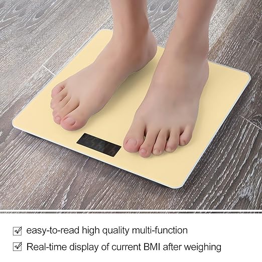 Women's Fashion Automatic Switch Digital Bathroom Weighing Scale Smart Scale Yellow