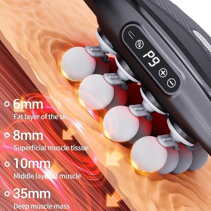 Upgraded 16-Head Massage Gun Electric Deep Tissue Body Massager Professional Muscle Massager Tool for Easing Shoulder Back Neck Legs 9 Modes / 99 Speeds Massage Gifts for Women Men