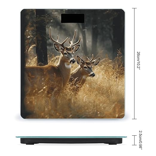 Nature Wild Animal Deers Weight Scale Large Bathroom Scales Digital Weight with Bright LED Display Non Slip Automatic Weighing Scale Fashion Weighing Machine for Body