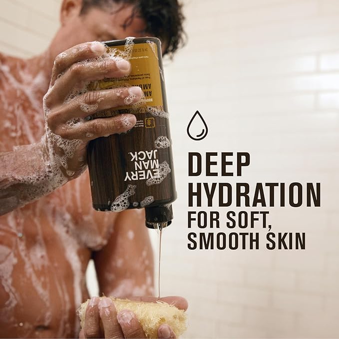 Every Man Jack Coconut + Driftwood &amp Amber + Sandalwood Mens Body Wash for All Skin Types - Cleanse Hydrate and Smell Great - Free of Parabens Phtalates and Dyes - 33.8 fl oz (2 Pack)