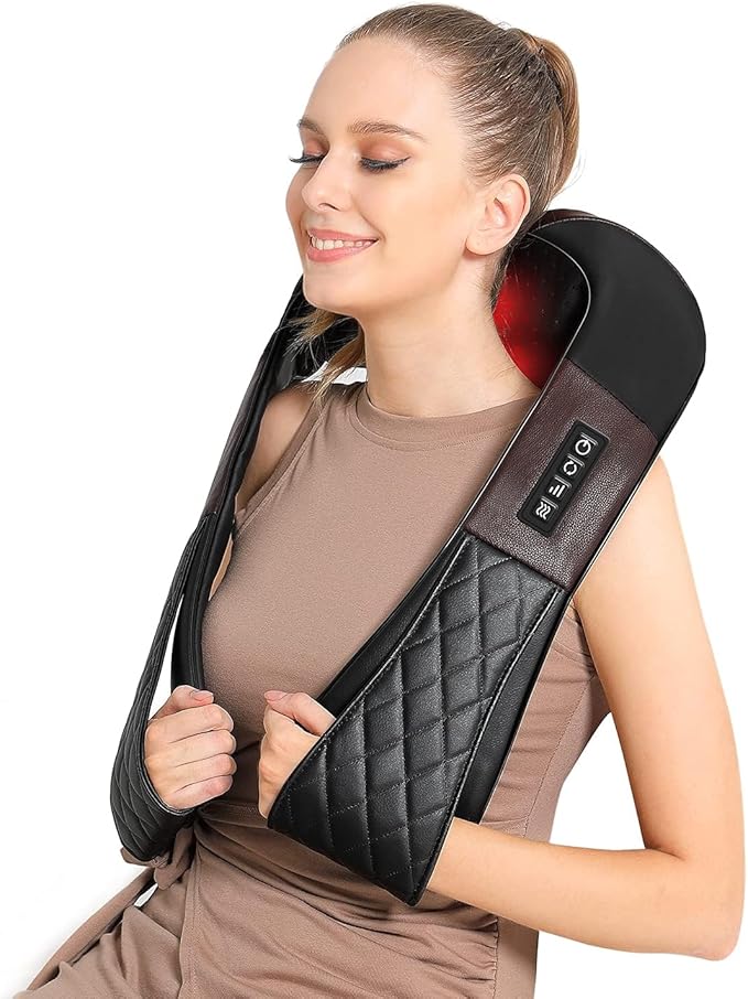 Shiatsu Neck and Back Massager with Heat Electric Deep Tissue 4D Kneading Massage Pillow for Shoulder Leg Body Muscle Pain Relief - Best Gifts for Women Men Mom Dad