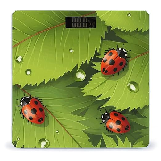 Leaves and Ladybugs Scale for Body Weight Highly Accurate Digital Bathroom Body Scale Digital Bathroom Scales for People Anti-Slip Large LCD Display Smart Scales