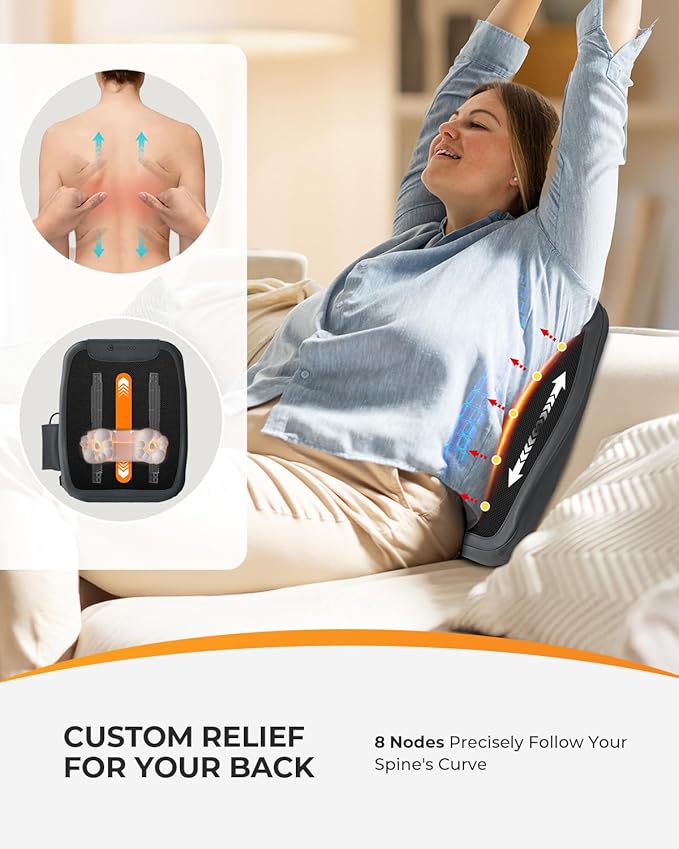 CooCoCo Lower Back Massager with Heat 2026 Upgraded Back Massager for Pain Relief Deep Relief 2X Larger Heating Area and Faster Heating FSA Eligible HSA Shiatsu Rooling Back Massage