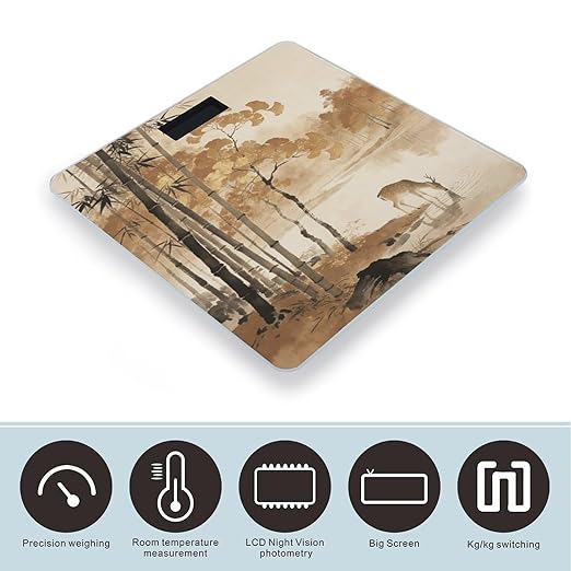 Deer Drink in The Autumn Ravine Smart Scale for Body Weight Digital Bathroom Scale Toughened Glass Weight Scale with Large LCD Backlight Display High Precision Scales Weighing Machine