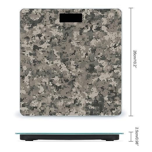 Army Digital Camouflage Bathroom Scale Automatic Power On/Off Body Scales LCD Backlight Display Square Digital Scale Rounded Corners Bathroom Scales for Home Bedrooms
