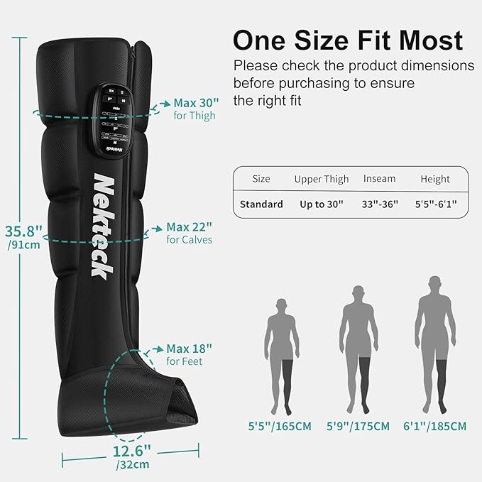 Nekteck Leg Compression Massager Recovery System Cordless Foot and Leg Massager for Circulation and Pain Relief Rechargeable Compression Boots with 6 Modes 4 Intensities Legs Relaxation
