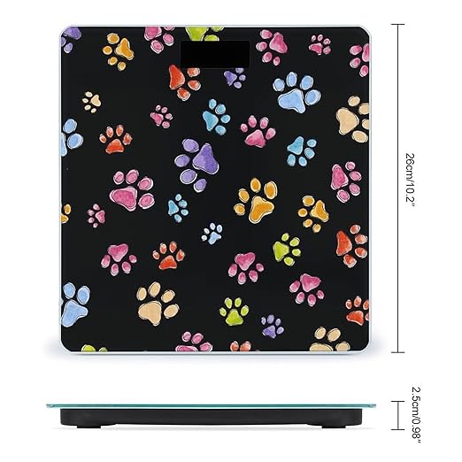 Pawful Paws Print Scale for Body Weight Anti-Slip Sturdy Tempered Glass Weighing Machine Highly Digital Accurate Bright LCD Bathroom Scale for Household Gift