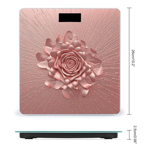Weight Scale Rose Gold Print Digital Scale Bathroom Scale LCD Display Scale Body Weight Scale Portable Scale