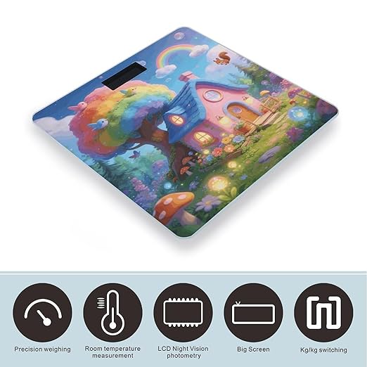 Fairy Tale House Smart Scale for Body Weight Digital Bathroom Scale Toughened Glass Weight Scale with Large LCD Backlight Display High Precision Scales Weighing Machine