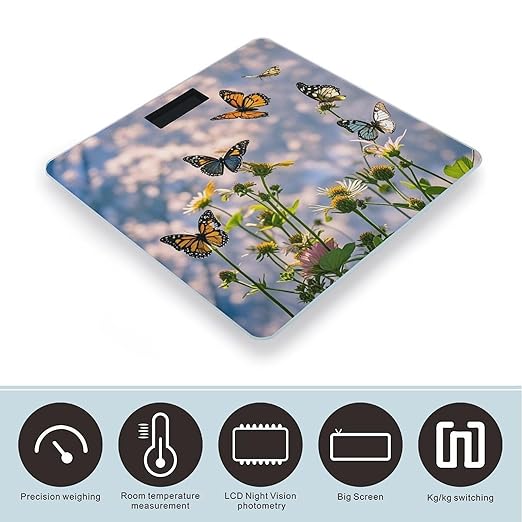 Flying Butterflies Scale for Body Weight Digital Bathroom Scale Accurate Smart Weight Scales with Large Display Weighing Machine High Precision Scales