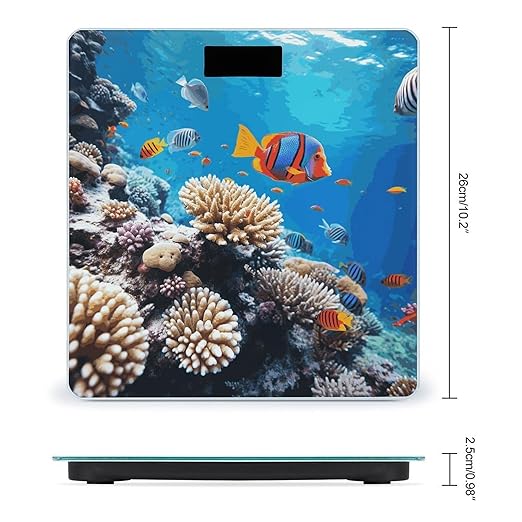 Ocean Tropical Fish Coral Bathroom Scale for Body Weight 400 Lb Weight Scale with High Precision Sensors Tempered Glass Highly Accurate Digital Weighing Machine for People