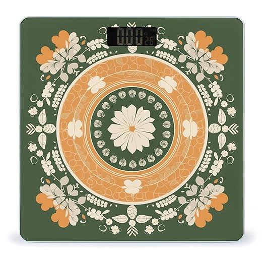 Patterns on The Background Scale for Body Weight Anti-Slip Tempered Glass Digital Bathroom Scales Clear LCD Display Weighing Scale Safe Rounded Corners Smart Scales