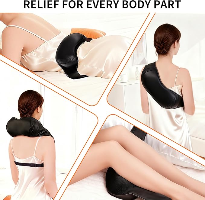 TISSCARE Neck Massager for Pain Relief Deep Tissue with 2 Heat Levels Hands-Free Shiatsu Kneading Back Massager for Shoulder &amp Whole Body Plug-in for Home Office Car Ideal Gift for Women Men