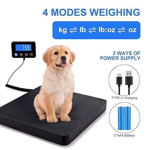 Digital Shipping Scale 5g High Accuracy 440 lb Postal Scale with Hold and Tare Functions for Parcels/Luggage/Home Silicone Surface Extended LCD Display Batteries and AC Adapter Included