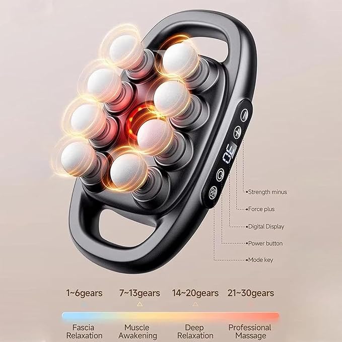 16-Head Massage Gun Deep Tissue Back Massager Gun for Pain Relief Deep Tissue with 9 Massage Modes &amp 30 Speeds Percussion Electric Massage Tool for Back Shoulders Legs Foot Body Muscle