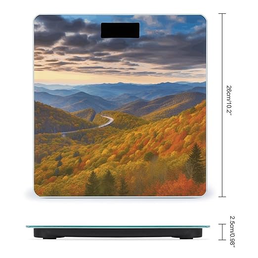 Blue Ridge Parkway Mountains Scale with LCD Precision Weighing Scales Sturdy Tempered Glass Weight Scales Easy-to-Read Anti-Slip Weight Digital Bathroom Scale for Daily