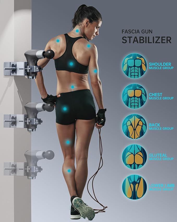 Massage Gun Holder Plus for Back Muscle Hands Free Percussion All Aluminium Alloy Made Compatible with Most Massage Gun Design for Hard-to-Reach Area Holder ONLY