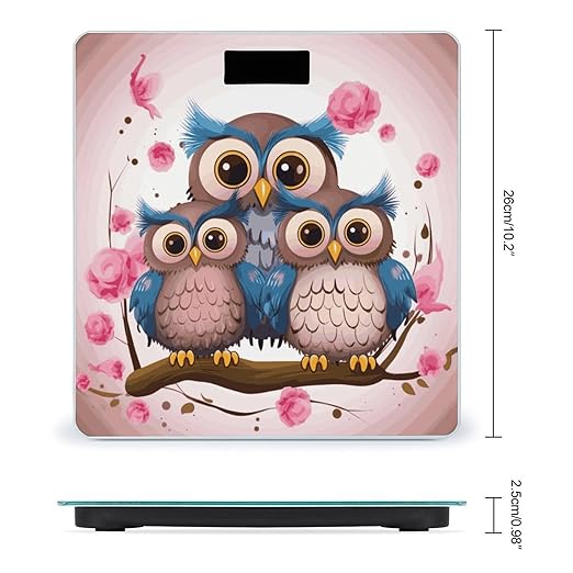 Digital Bathroom Scale for Body Weight Scale with Bright LCD Display High Accuracy Step-On Technology Auto On/Off Cute Owls Digital Scales 400 Lbs /180kg