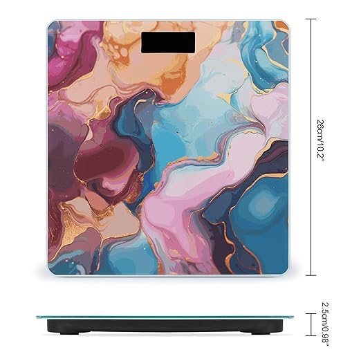 Colorful Marble Weight Scale Digital Electronic Scales Bathroom Scale Larg LCD Backlight Display High Precision MeasurementsTempered Glass