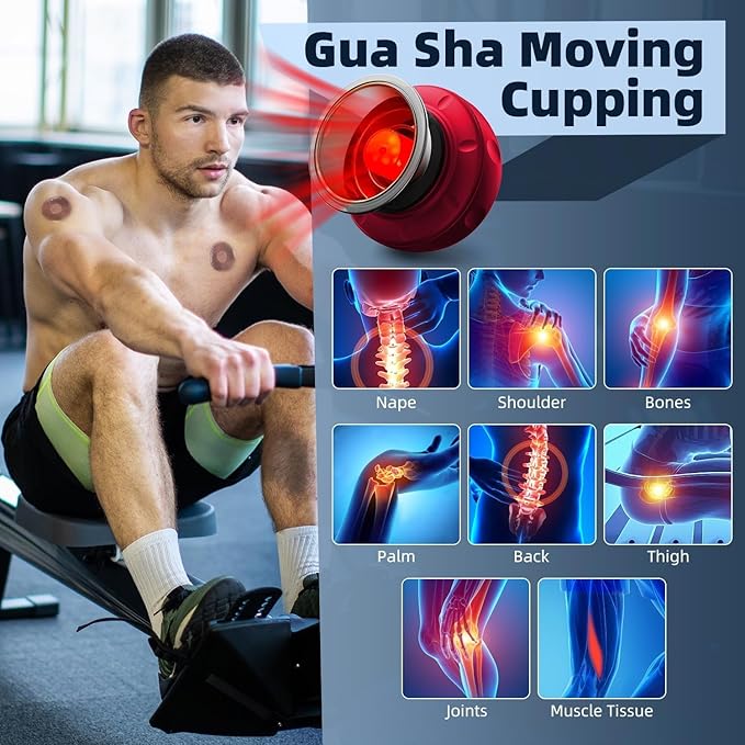 5-in-1 Cupping Kit for Massage Therapy 12 Levels Smart Dynamic Cupping Set with Red Ligh-t Therapy&ampHeat Penetrates for Targeted Pain Relief Knots Aches Muscle Soreness - 2Pcs(Red&ampRed)