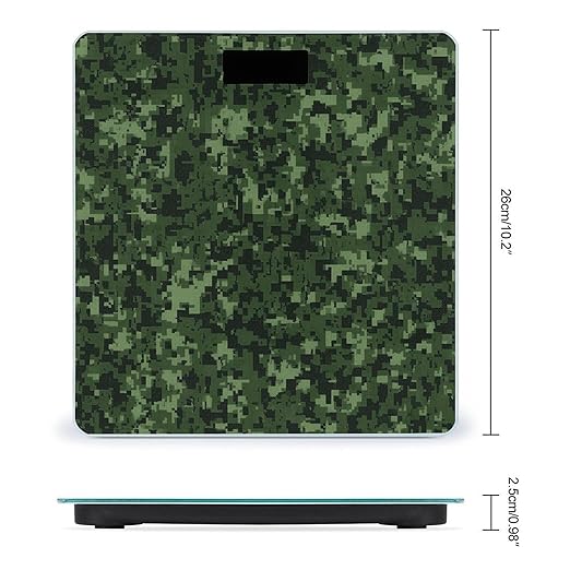 Green Army Digital Camouflage Bathroom Scale for Body Weight LCD Display Digital Bathroom Scale Tempered Glass Bathroom Weight Scales Fashion Smart Scales for Home Bedroom 400 Lb