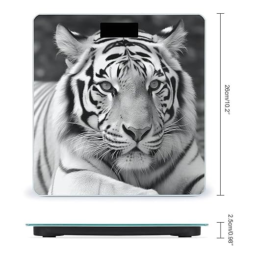 Black White Tiger Bathroom Scale for Body Weight LCD Display Digital Bathroom Scale Tempered Glass Bathroom Weight Scales Fashion Smart Scales for Home Bedroom 400 Lb