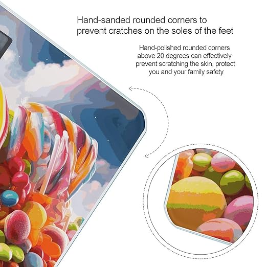 Rainbow Candy Scale for Body Weight Anti-Slip Digital Bathroom Scale Sturdy Toughened Glass Weighing Scales High Precision Safe Rounded Corners Smart Scales