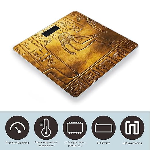 Egypt Hieroglyphics Scale for Body Weight Digital Bathroom Scale Precision Smart Weighing Scales with Clear LED Display Accurate High Precision Scales Weighing Machine