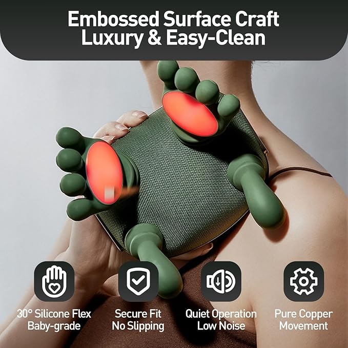 Neck Massager for Pain Relief Deep Tissue with Fingers Bionic Portable Cordless Electric Shiatsu Shoulder Massage with Heat and Compression