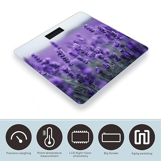 Purple Lavender Weight Scale for Body Weight Digital Bathroom Scale High Capacity Accurate Digital Weighing Scales and Easy-to-Read on Backlit LCD Display Scales