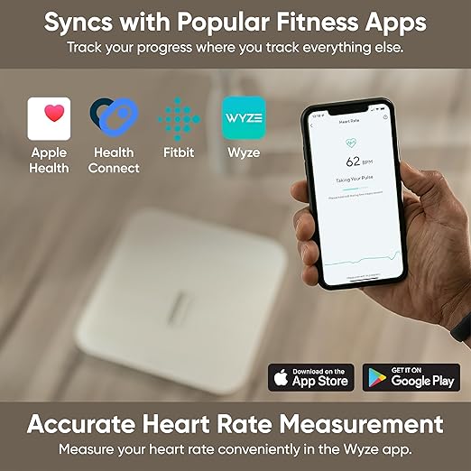 Wyze Smart Scale X - Digital Bathroom Scale for Body Weight BMI Body Fat Muscle Mass Heart Rate Monitor | ITO Glass &amp LED Backlight | Batteries Included 400 lbs (White)
