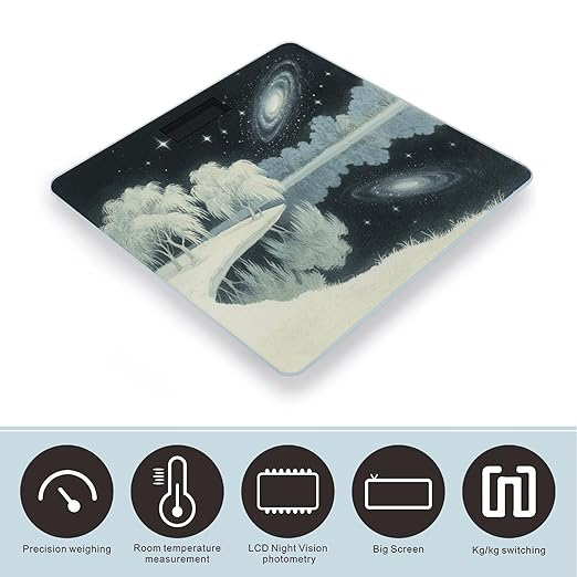 Galaxy Starry Night Weight Scale Large Bathroom Scales Digital Weight with Bright LED Display Non Slip Automatic Weighing Scale Fashion Weighing Machine for Body