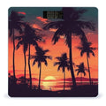 Palm Tree Summer Sunset Bathroom Scale Large LCD Backlight Display Digital Scale Rounded Corners Body Scales Automatic Power On/Off Bathroom Scales for Home Bedrooms