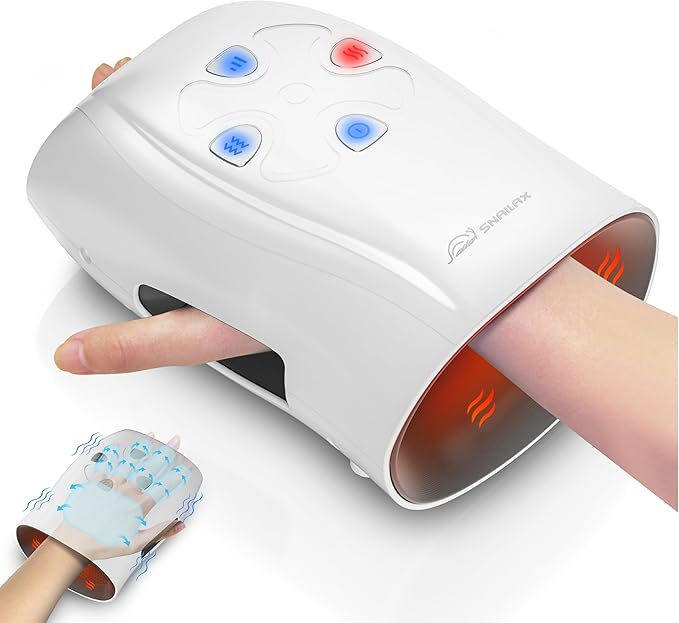 Snailax Hand Massager with Heat and Compression for Arthritis Mother Day Gift Carpal Tunnel Finger Numbness FSA Eligible Cordless Hand Massager for Palm &amp Wrist Circulation