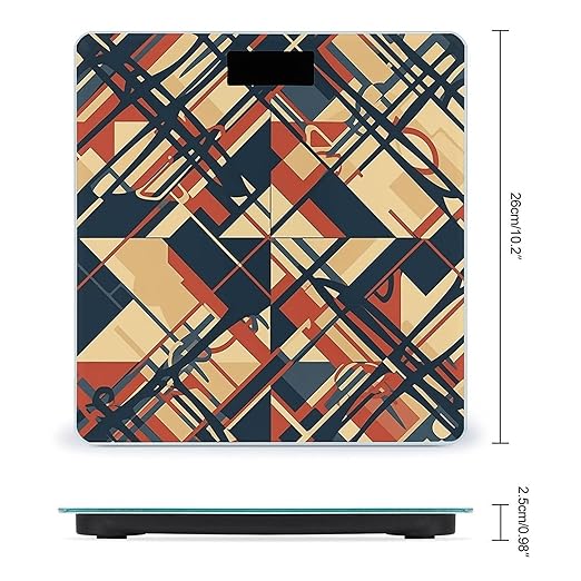 Geometric Patterns Scale for Body Weight Anti-Slip Tempered Glass Digital Bathroom Scales Clear LCD Display Weighing Scale Safe Rounded Corners Smart Scales