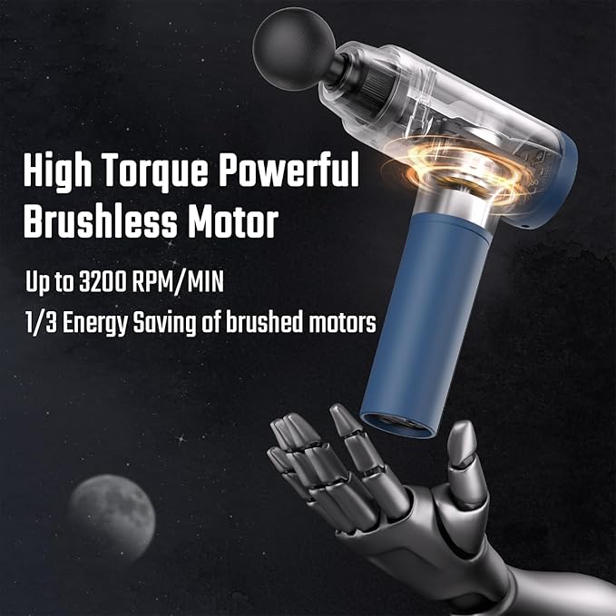 cotsoco Massage Gun Deep Tissue Muscle Massage Gun Back Massager for Pain Relief 20 Speeds Handheld Electric Massager Tool with Silent Brushless Motor Suitable for Gym Office Home Travel