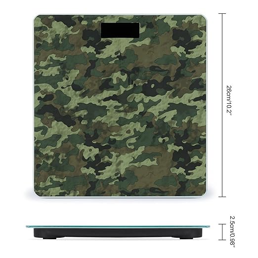 Digital Bathroom Scale for Body Weight Scale with Bright LCD Display High Accuracy Step-On Technology Auto On/Off Green Military Camo Digital Scales 400 Lbs /180kg