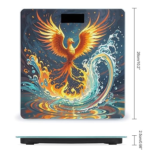Fire and Water Phoenix Scale for Body Weight Sturdy Tempered Glass Weighing Scales with LCD Display Accurate Digital Bathroom Scale Convenient Body Fat Smart Scales Easy Read