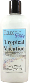 Eclectic Lady Liquid Pearl Body Wash - Tropical Vacation Scent 3-in-1 Use For Bubble Bath Hand Soap &amp Body Wash Phthalate-Free Tropical Vacation Fragrance Handcrafted in USA (8 oz)