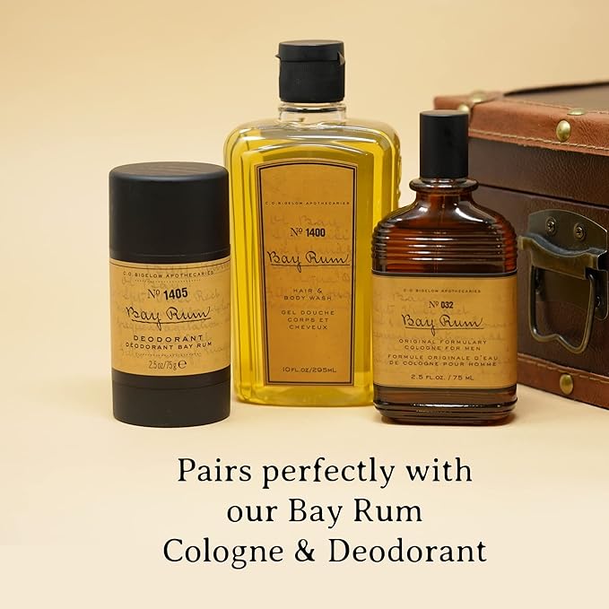 C.O. Bigelow Bay Rum Hair &amp Body Wash for Men Citrus Spice Scented Men's 2 in 1 Shampoo &amp Body Wash with Aloe Vera 10 Fl Oz
