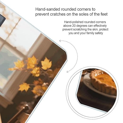 Fall Thanksgiving Pumpkin Leaf Weight Scale Cute Bathroom Scale for Body Highly Accurate Digital Weighing Machine for People Compact LCD Display Scales with Sturdy Toughened Glass Scales