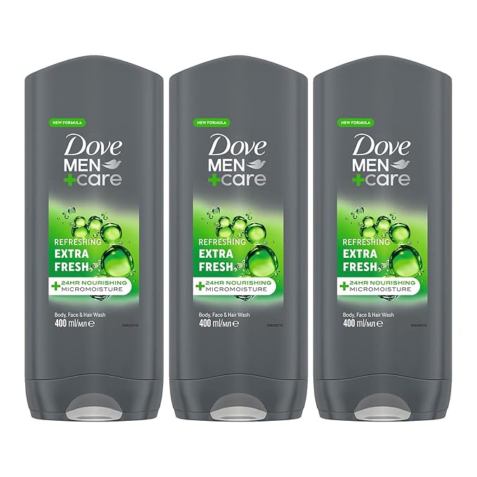 Dove Men+Care Refreshing Extra Fresh 3-In-1 Hair Body And Face Wash Pack Of 6 With 24-Hour Nourishing Micromoisture Technology Body Wash For Men 400 Ml