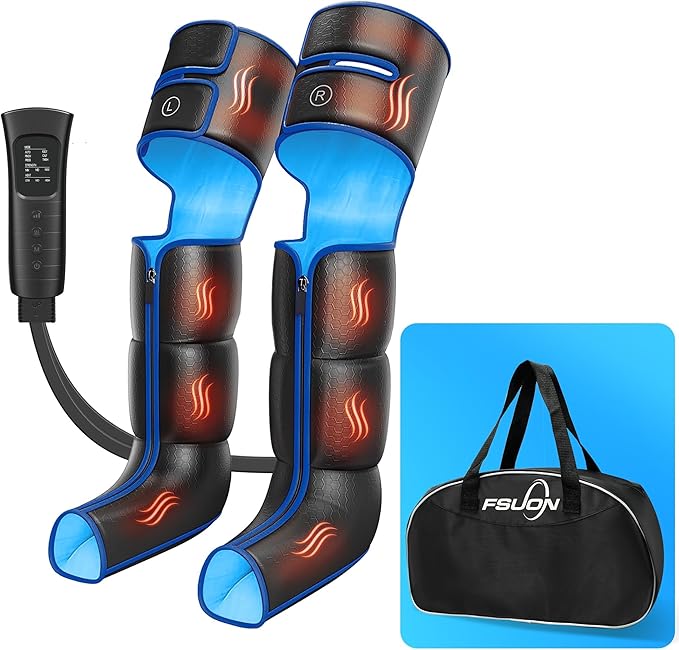 Leg Massager for Circulation and Pain Relief Air Compression Massager with 3 Level Heat 6 Modes 3 Intensities